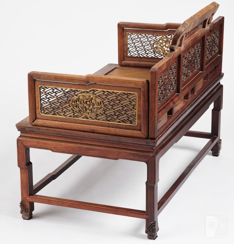 A Chinese hardwood throne chair/day bed, - 图9